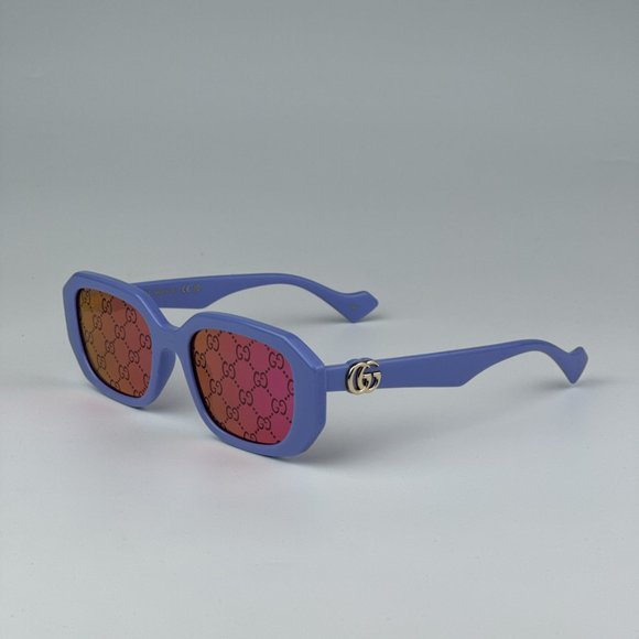 Gucci GG1535S 004 BRAND NEW Sunglasses Violet GG Logo Mirrored Women Geometric main image 2